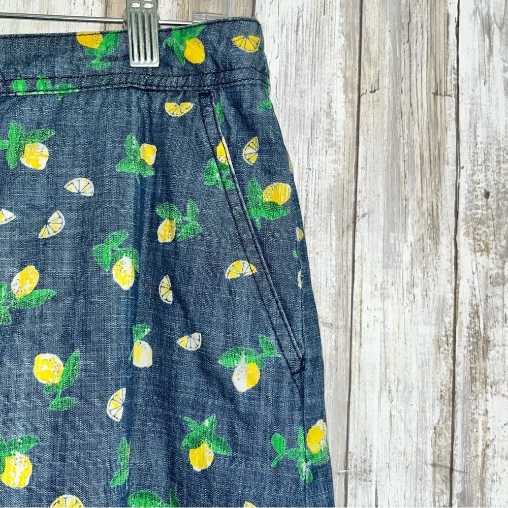 Karen Scott Lemon Print Denim Skort - Picture 4 of 6